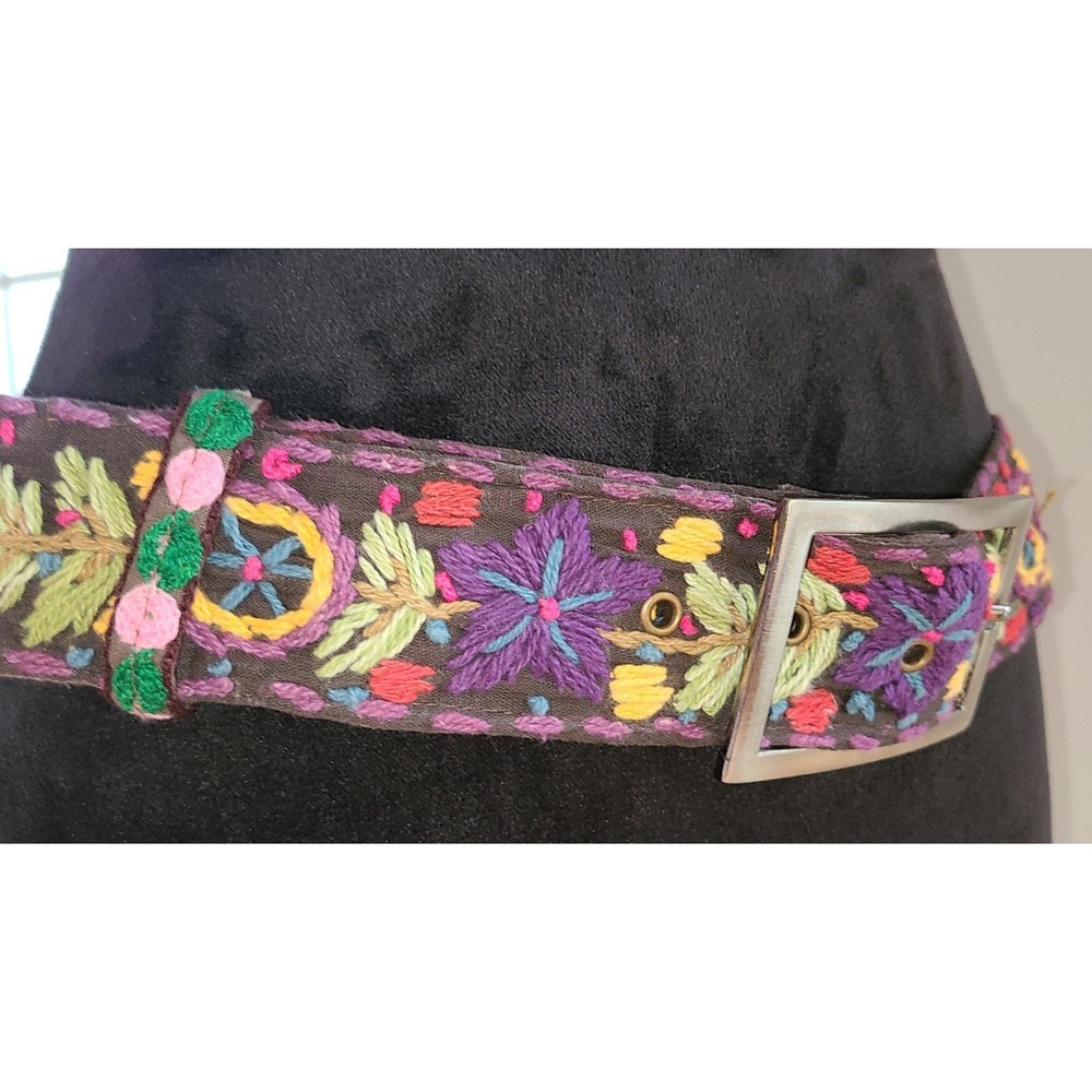 Peruvian Woman's embroidered wide belt Floral colorful belt boho, belt ethnic
